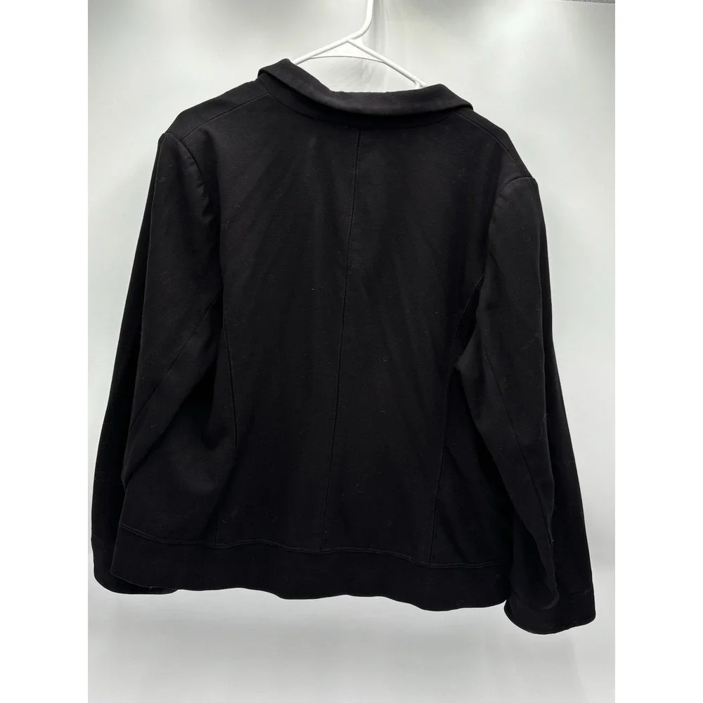 Chico's Women's Black Knit Blazer Jacket Size 3 XL Open Front Career Stretch